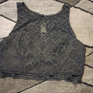 Crop top back cutout, zipper